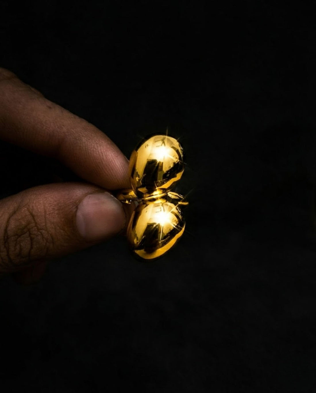 Orneza Aura Double Sphere Gold Statement Ring