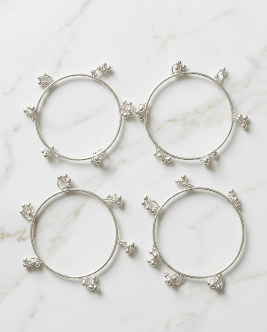 Viral Kashmiri Ghungroo Bangles White Silver Bangle Set (4 Pcs)