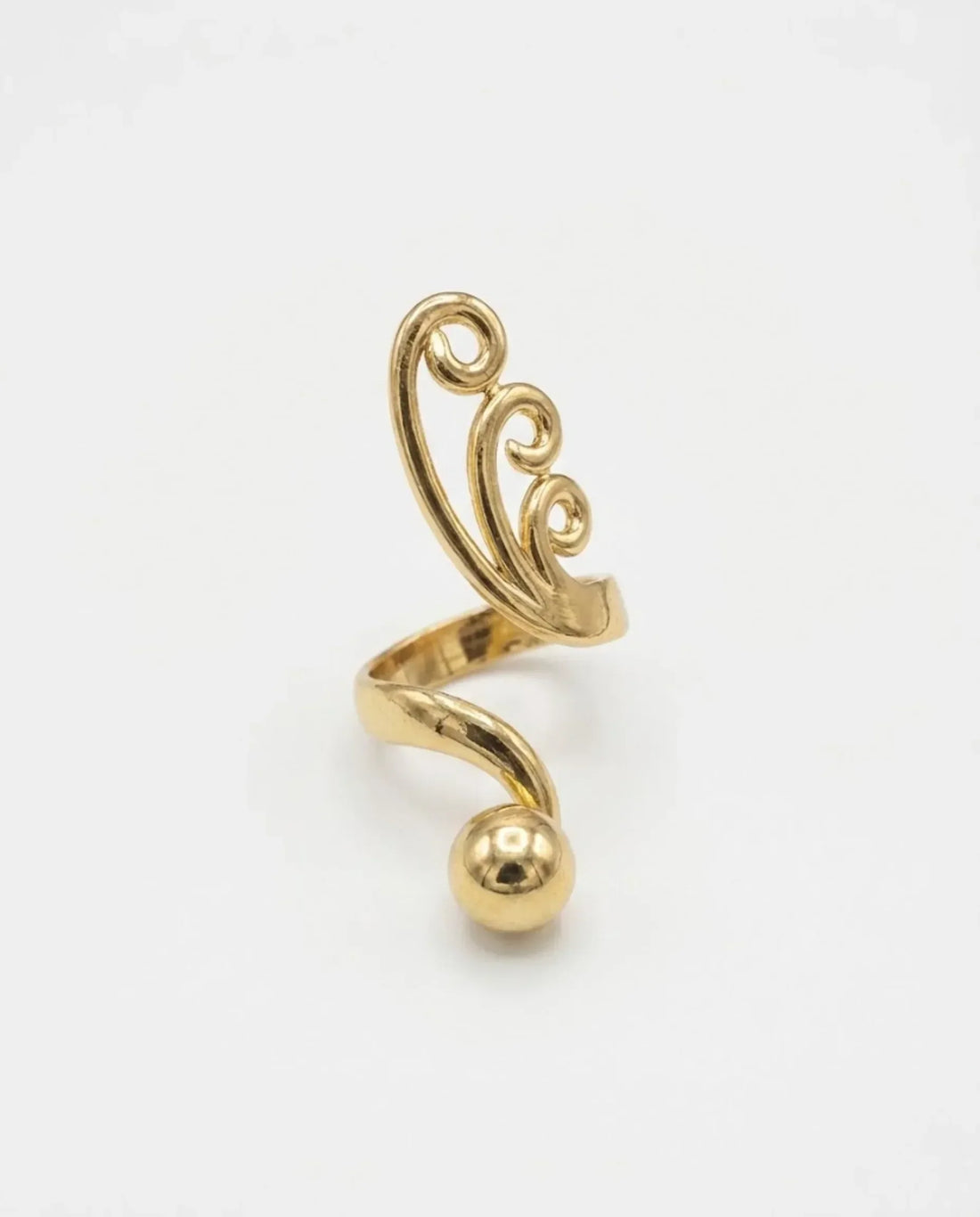 Orneza Ethereal Gold Swirl Statement Ring