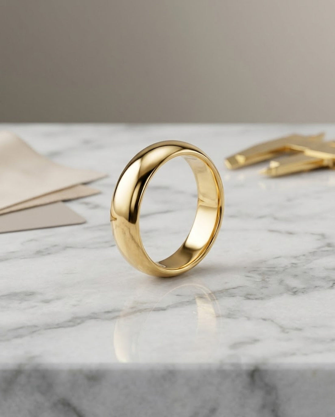 Orneza Eternal Aura Gold Minimalist Band Ring