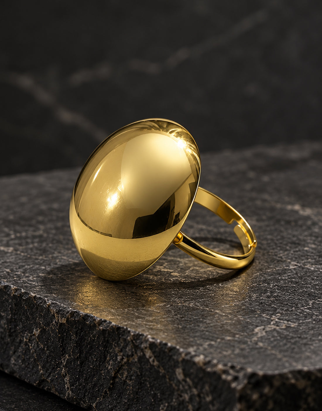 Orneza Gold-Tone Polished Dome Ring — styled view