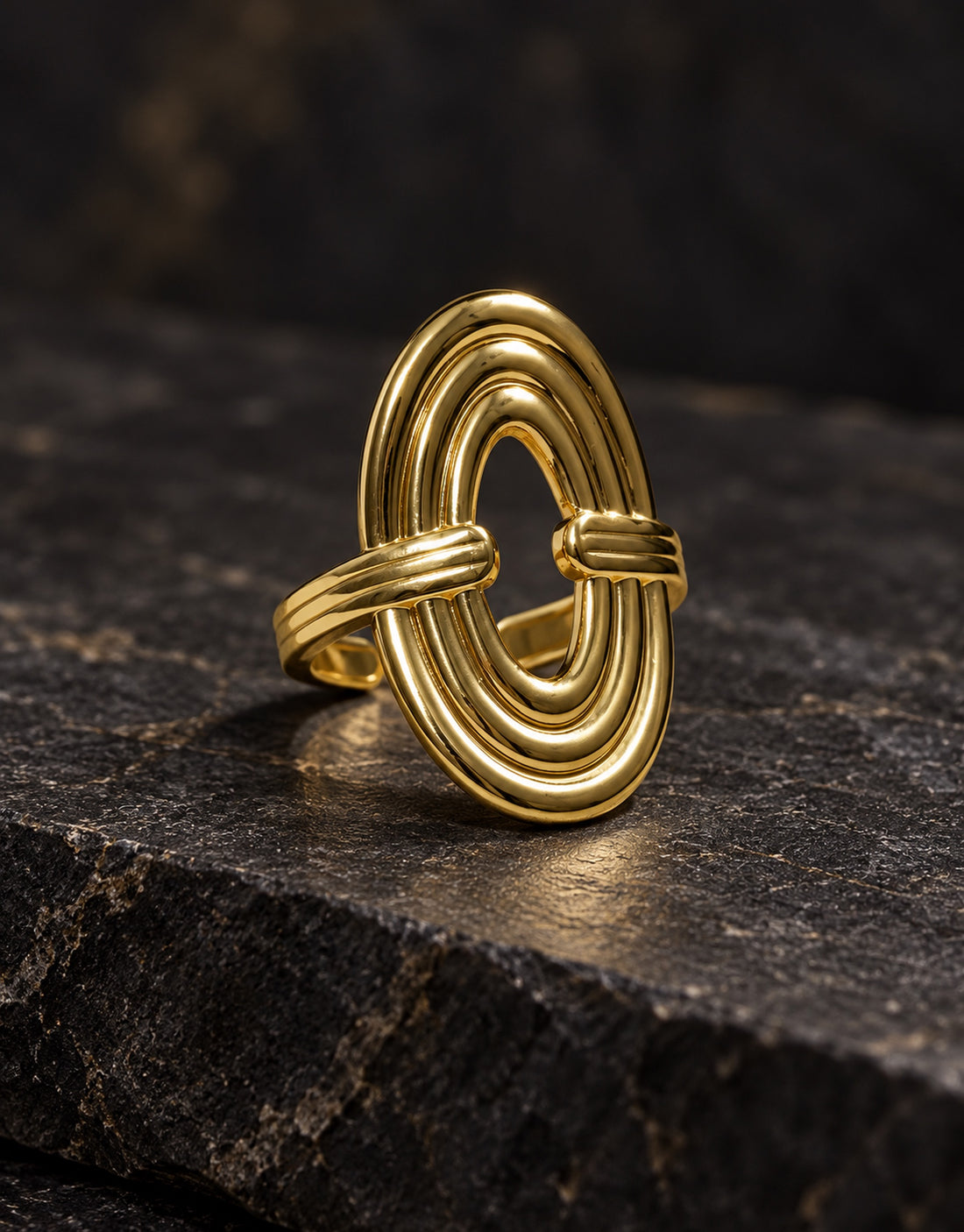 Orneza Gold-Tone Nested Oval Ring — styled view