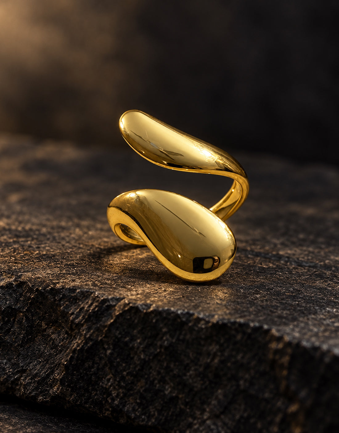 Orneza Gold-Tone Double Teardrop Wrap Ring — styled view