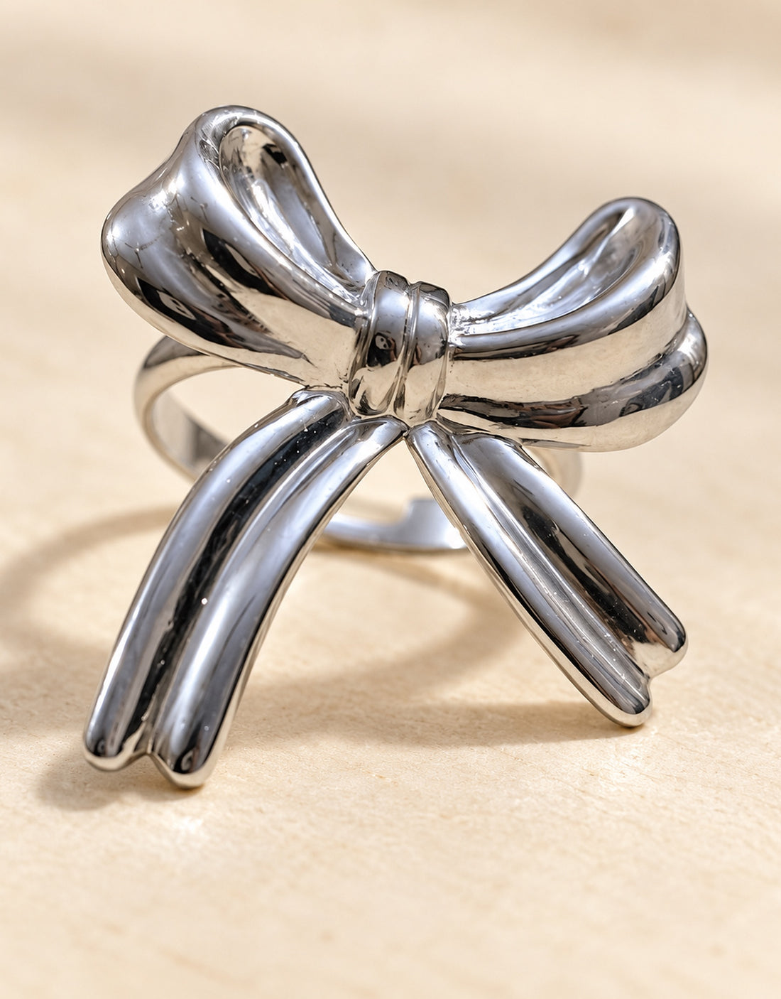 Orneza Silver-Tone Bow Ring — detail view