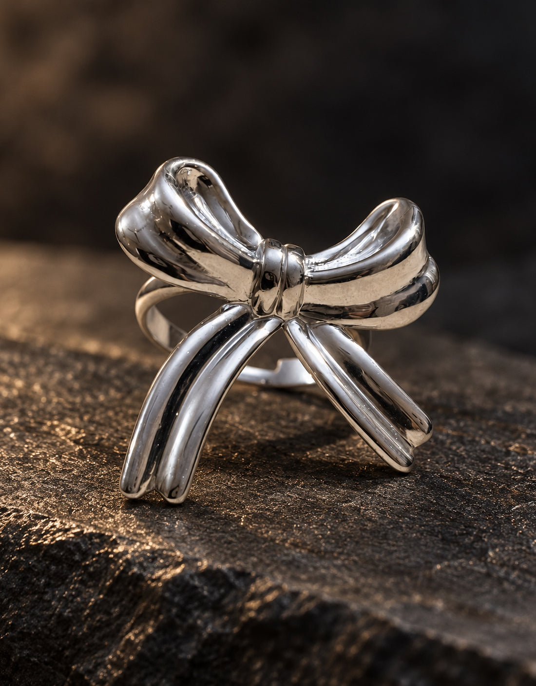 Orneza Silver-Tone Bow Ring — styled view