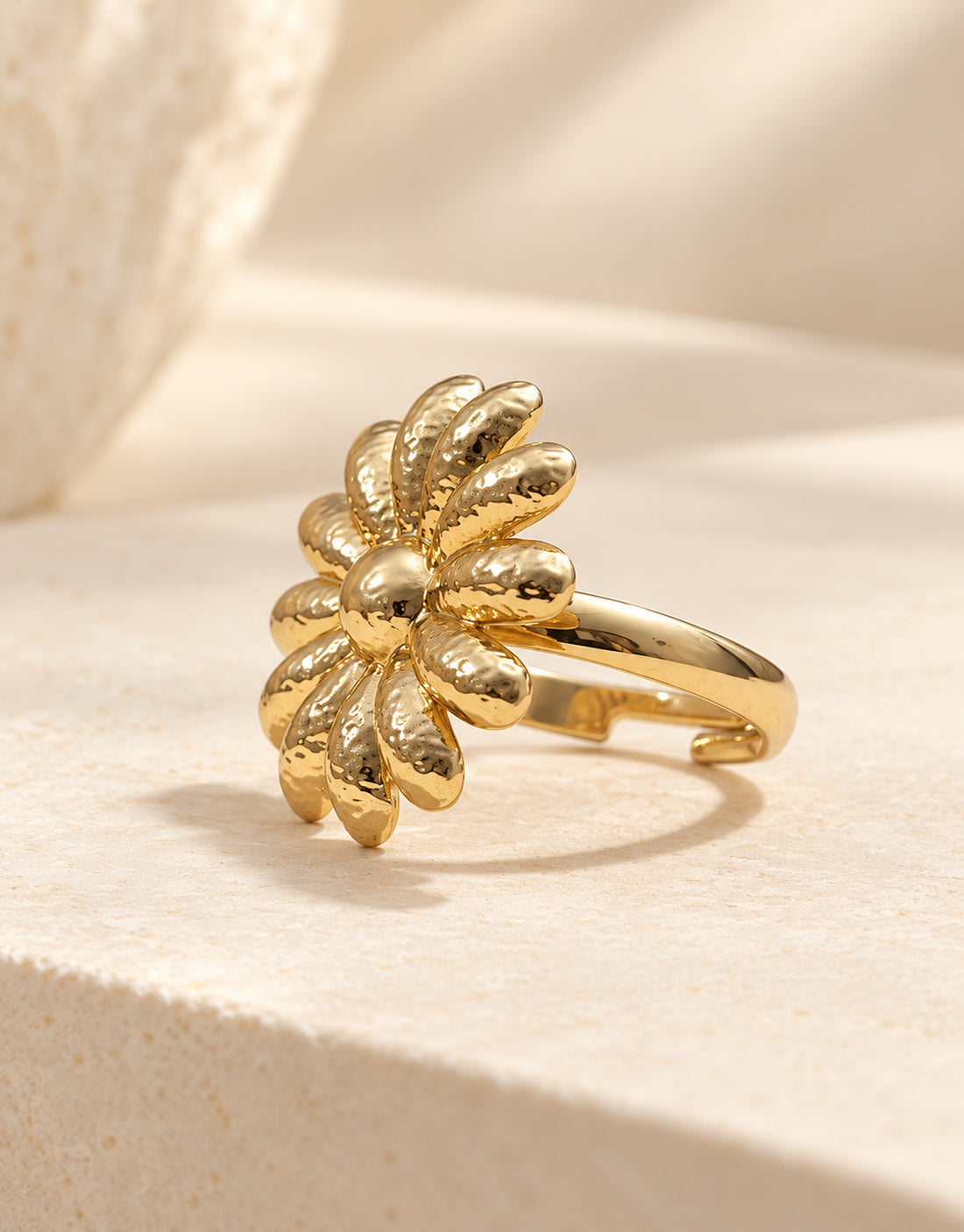 Orneza Gold-Tone Daisy Ring — angle view