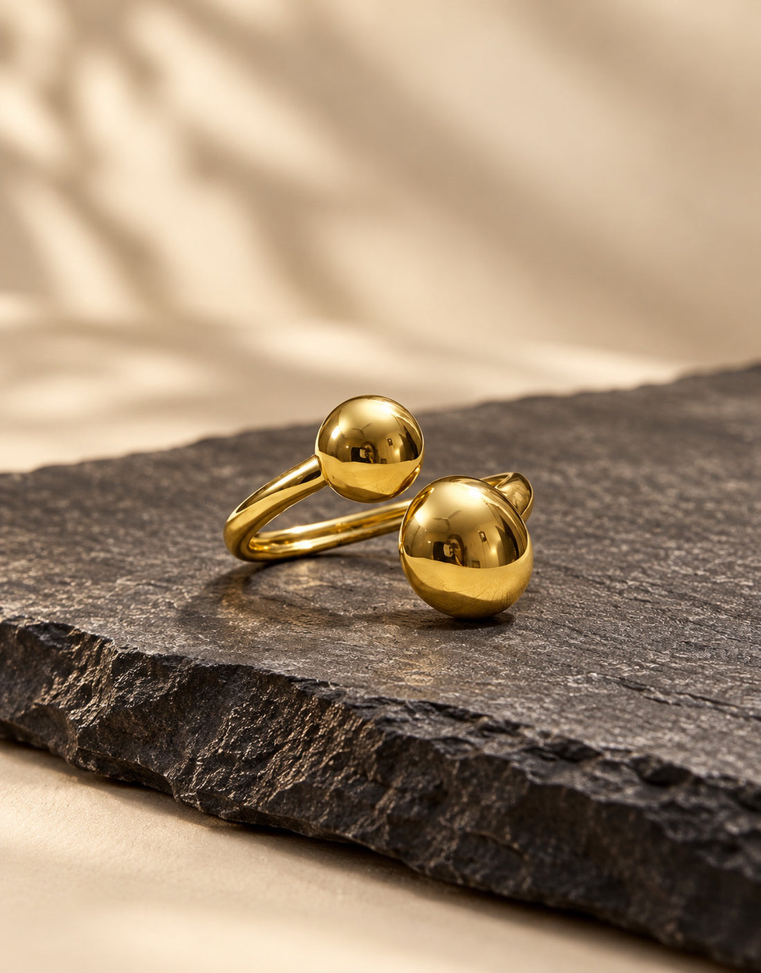 Orneza Gold-Tone Open Twin Ball Ring — styled view