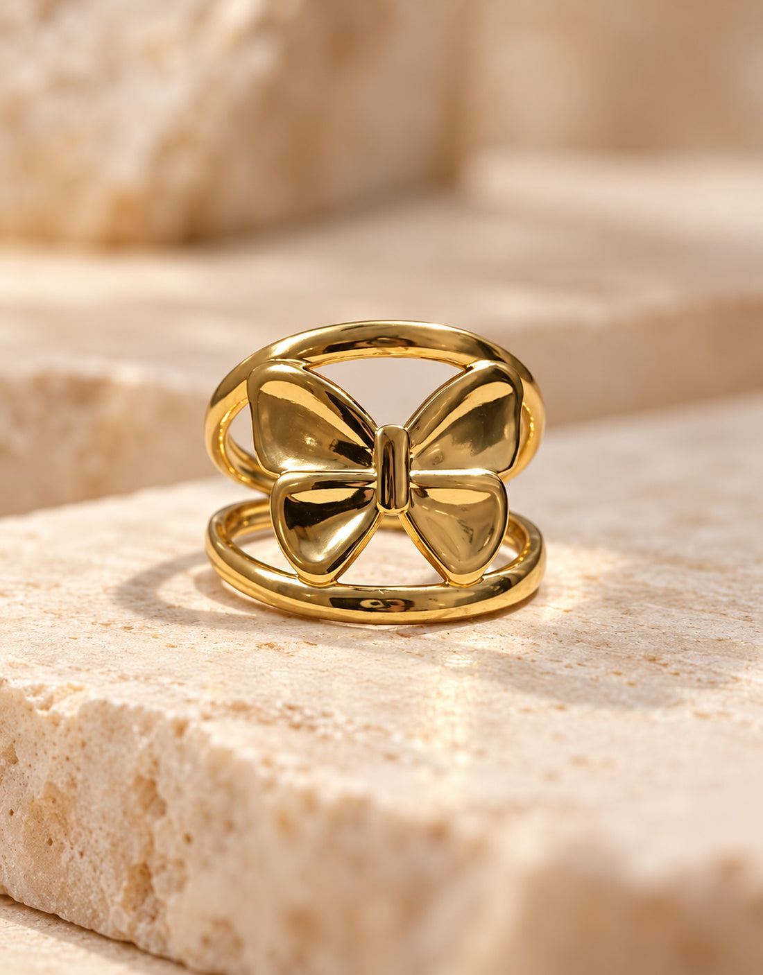 Orneza Gold-Tone Butterfly Open Frame Ring — detail view