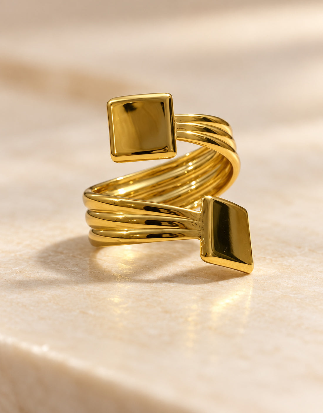 Orneza Gold-Tone Square End Coil Ring — detail view