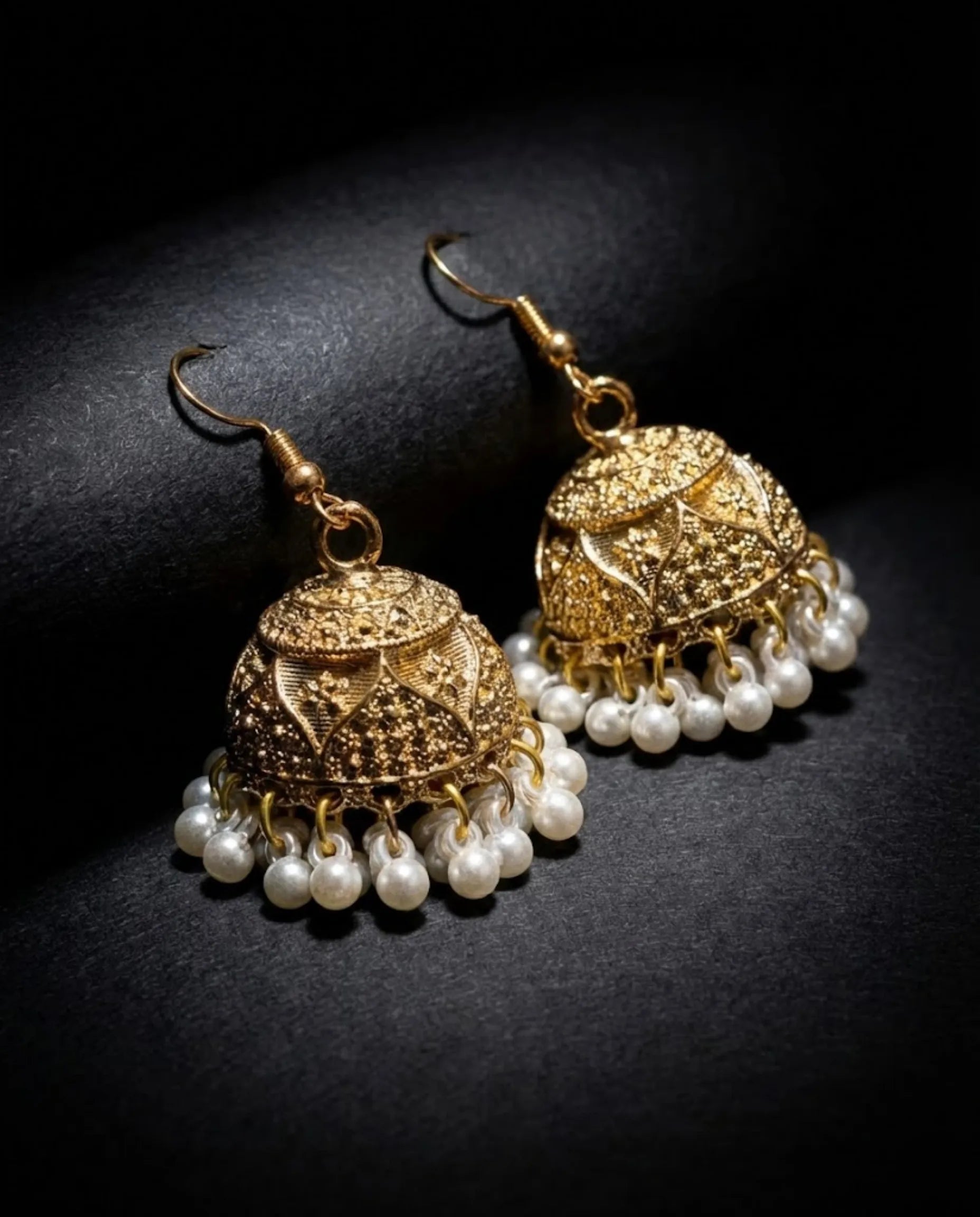 Orneza Gold-Plated Pearl Jhumka Earrings for Women
