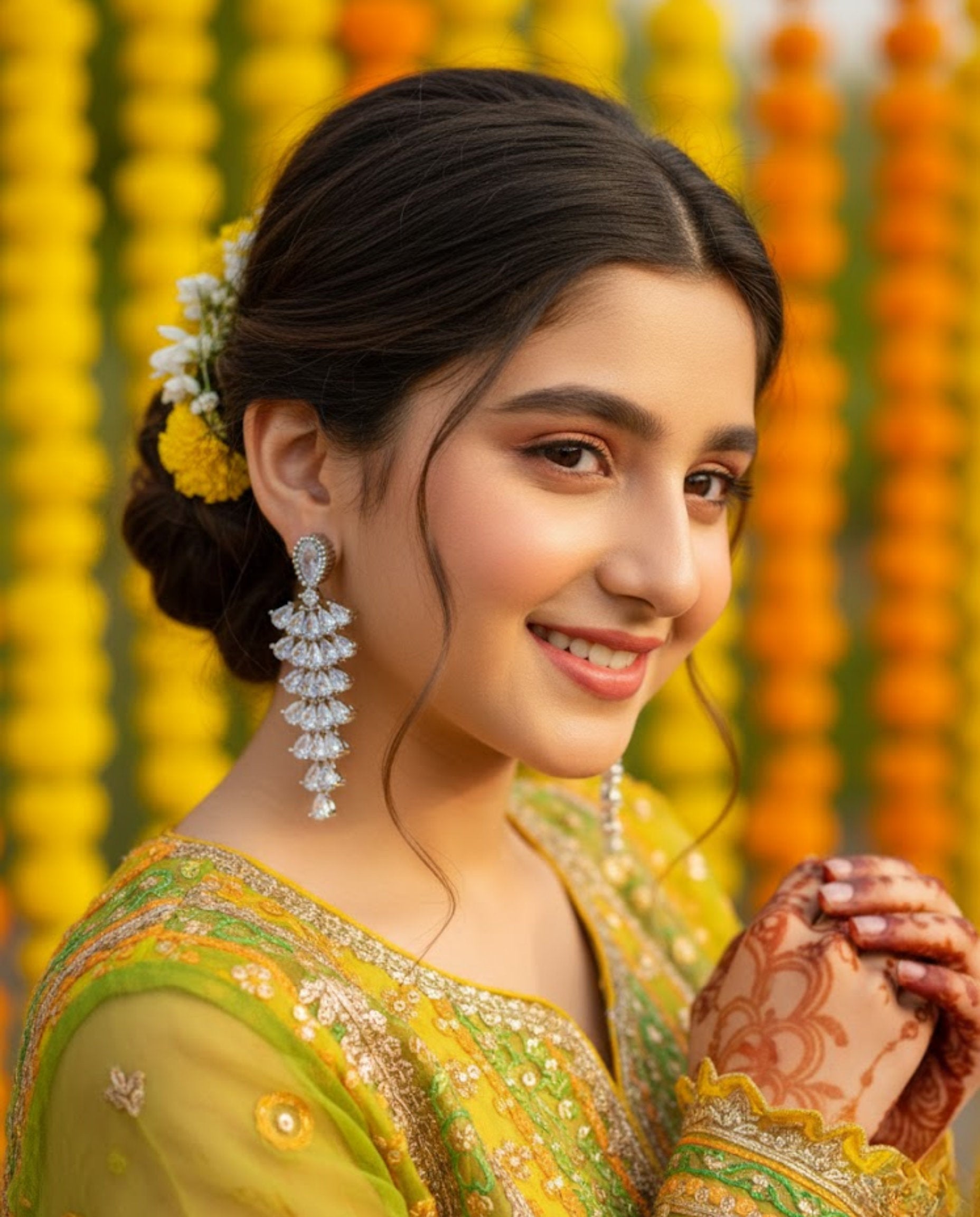 Orneza Silver Majestic Pear Drop Zirconia Chandelier Earrings