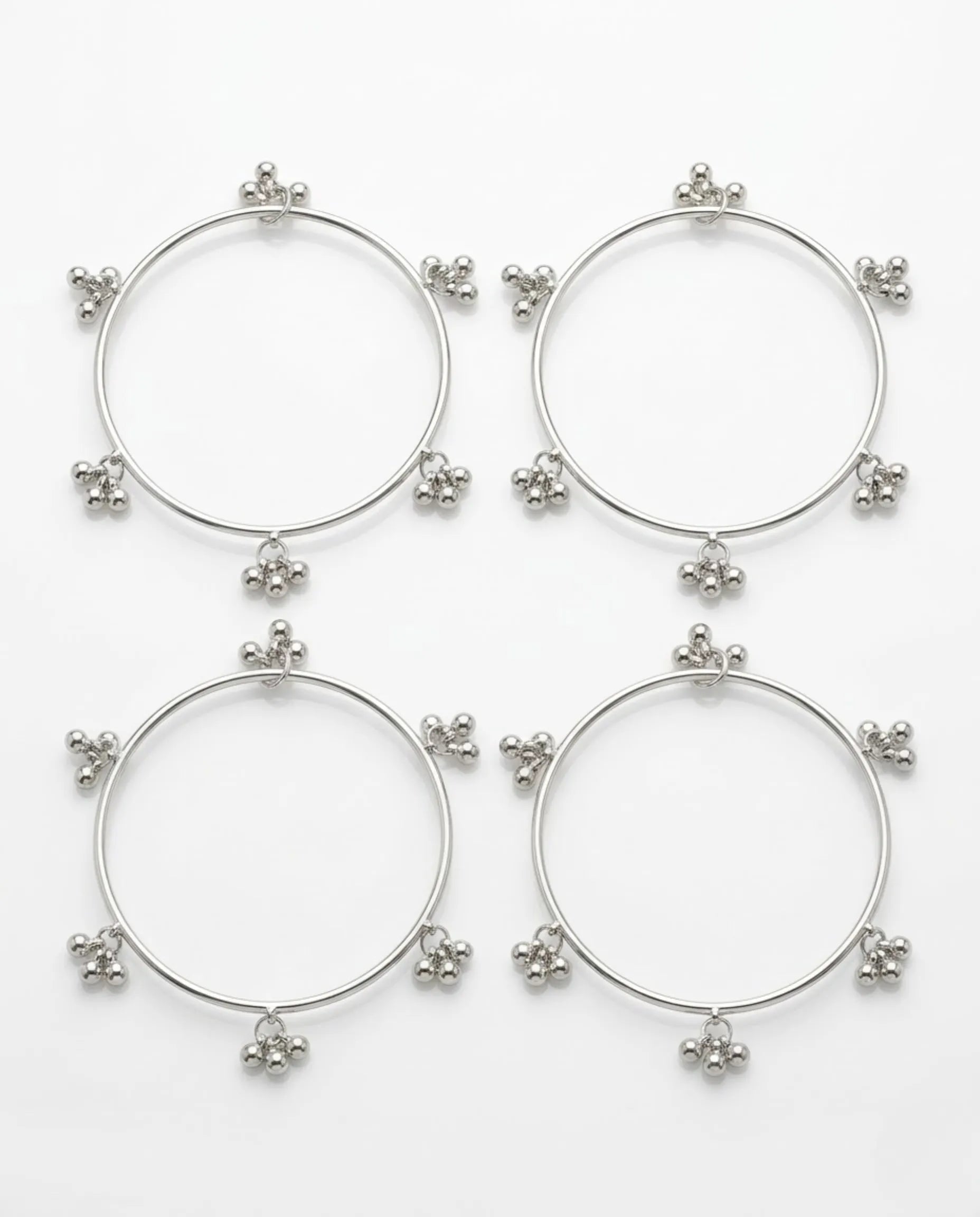 Viral Kashmiri Silver Ghungroo Bangle Set (4 Pcs)