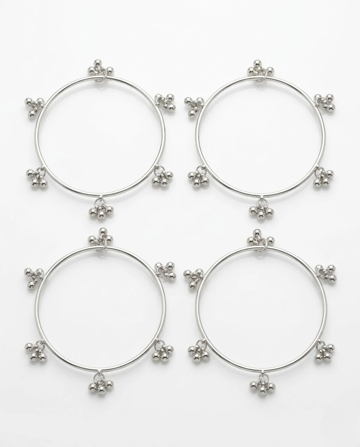 Viral Kashmiri Silver Ghungroo Bangle Set (4 Pcs)