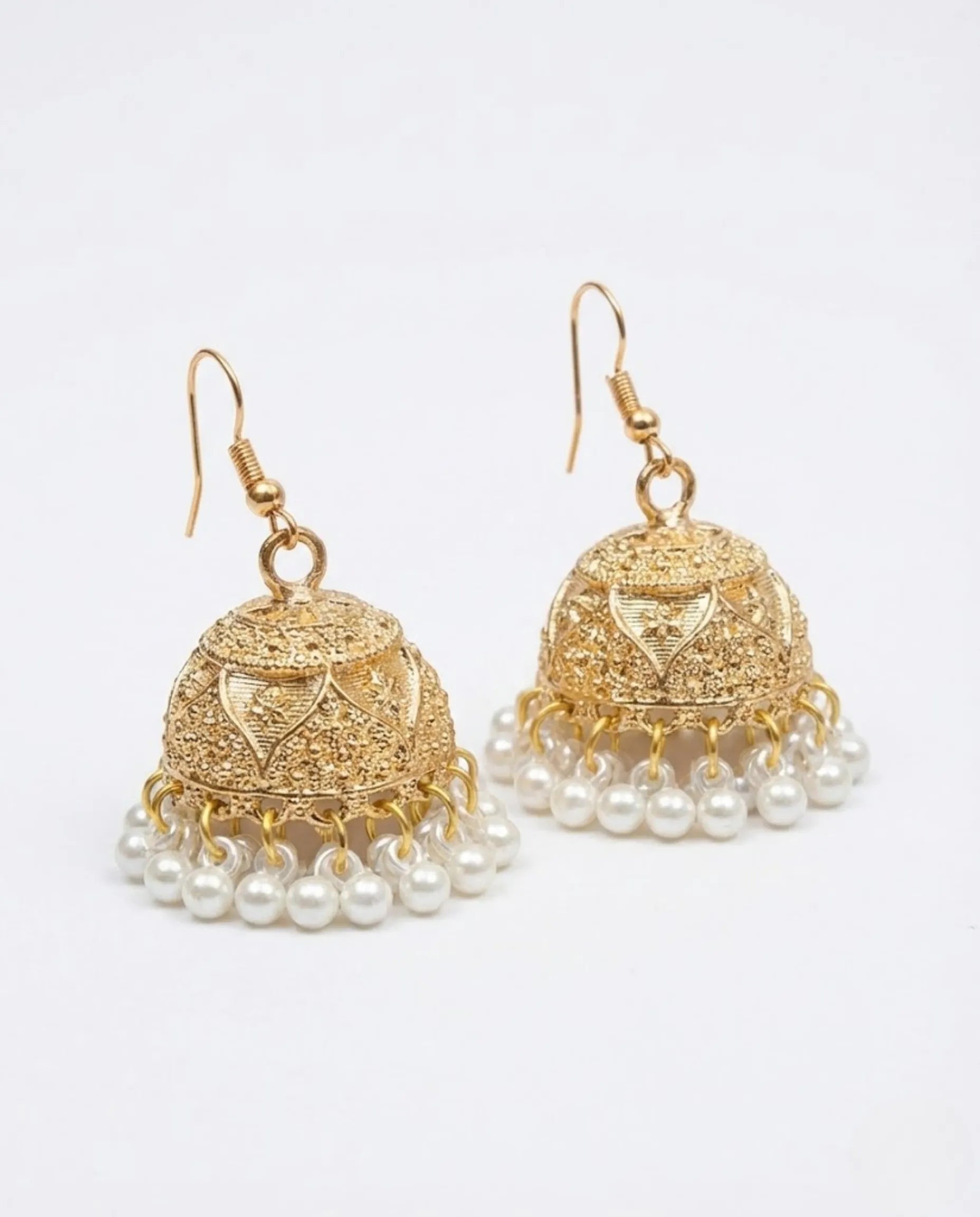 Orneza Gold-Plated Pearl Jhumka Earrings for Women