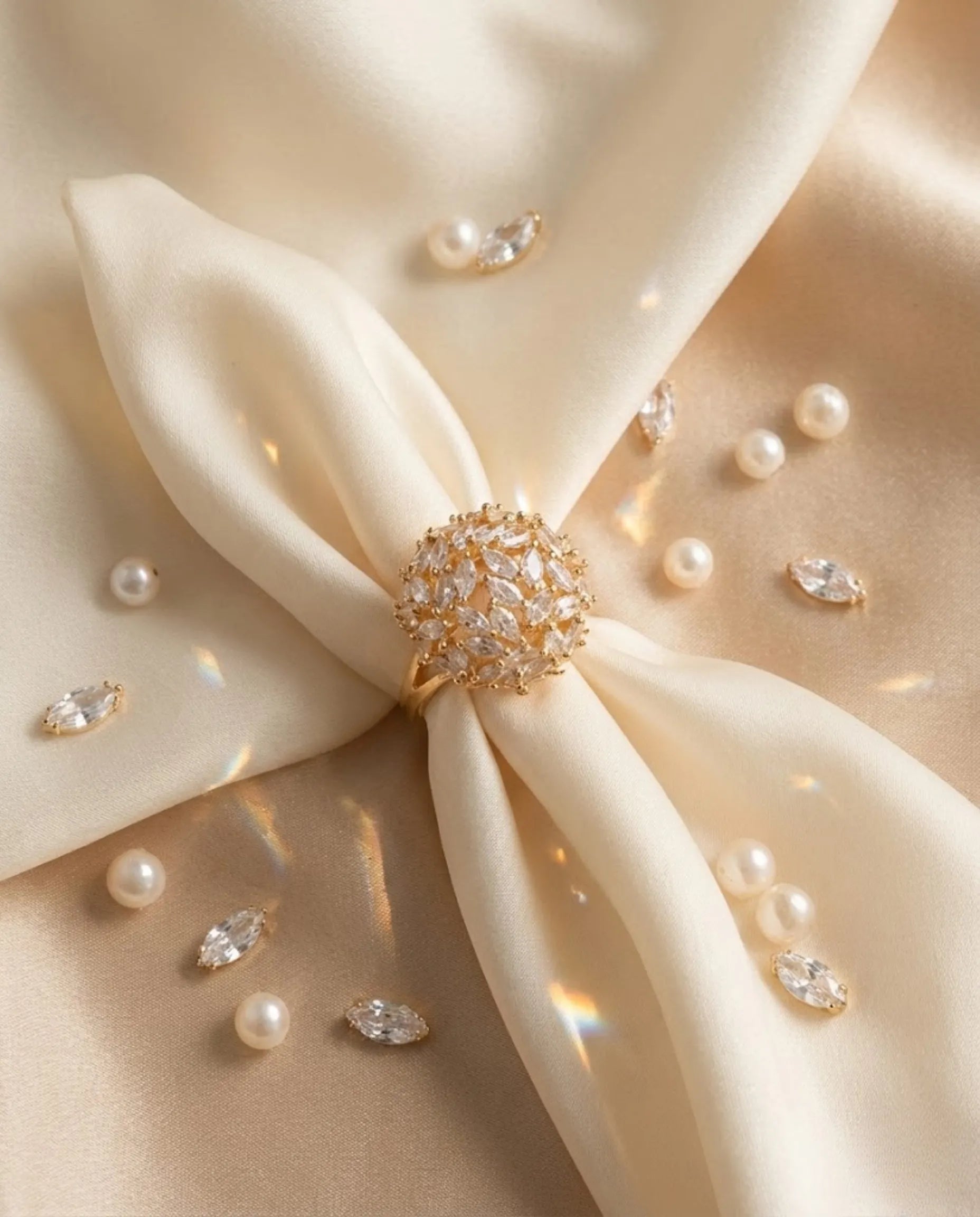 Orneza Starlight Marquise Crystal Cluster Gold Ring