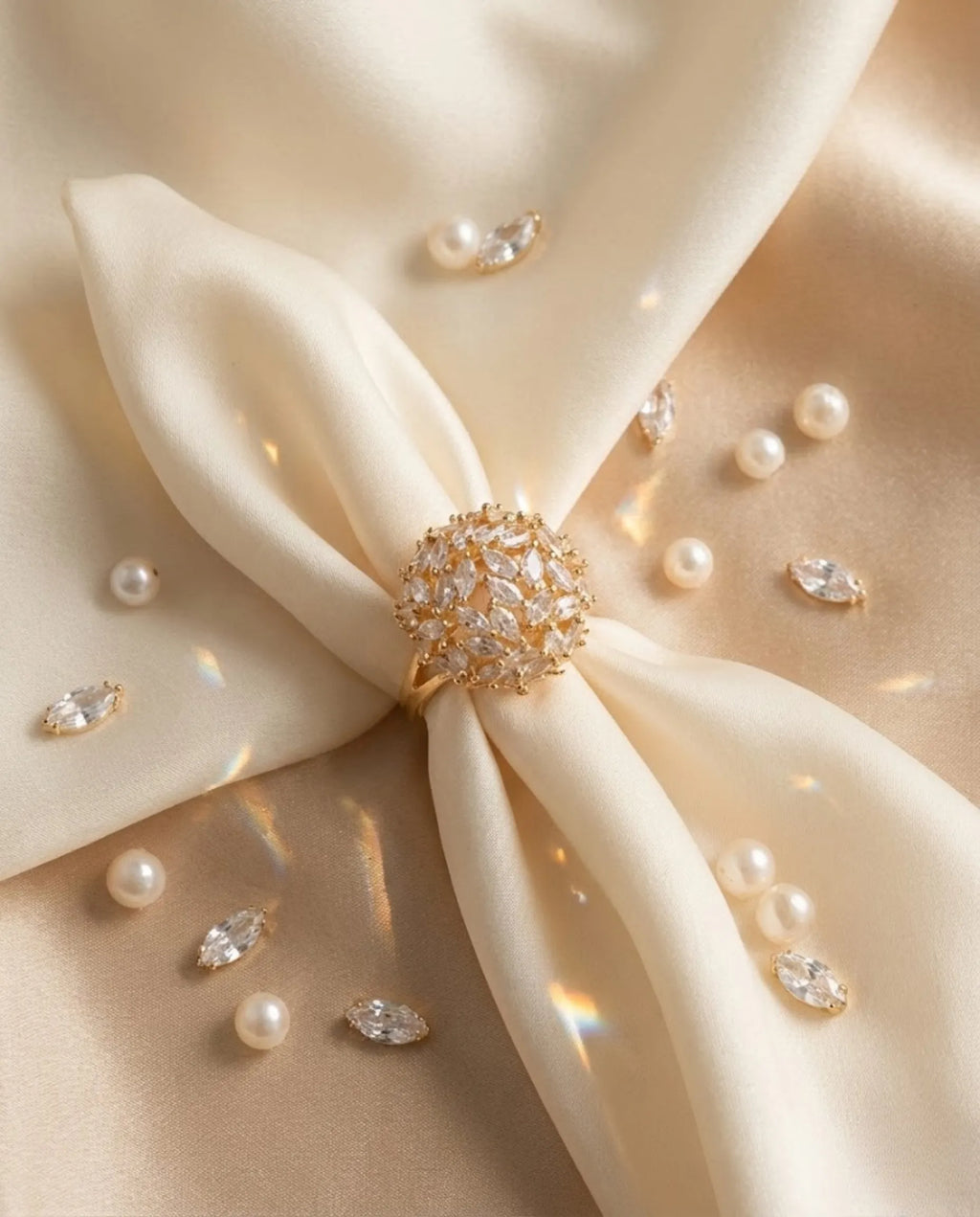 Orneza Starlight Marquise Crystal Cluster Gold Ring
