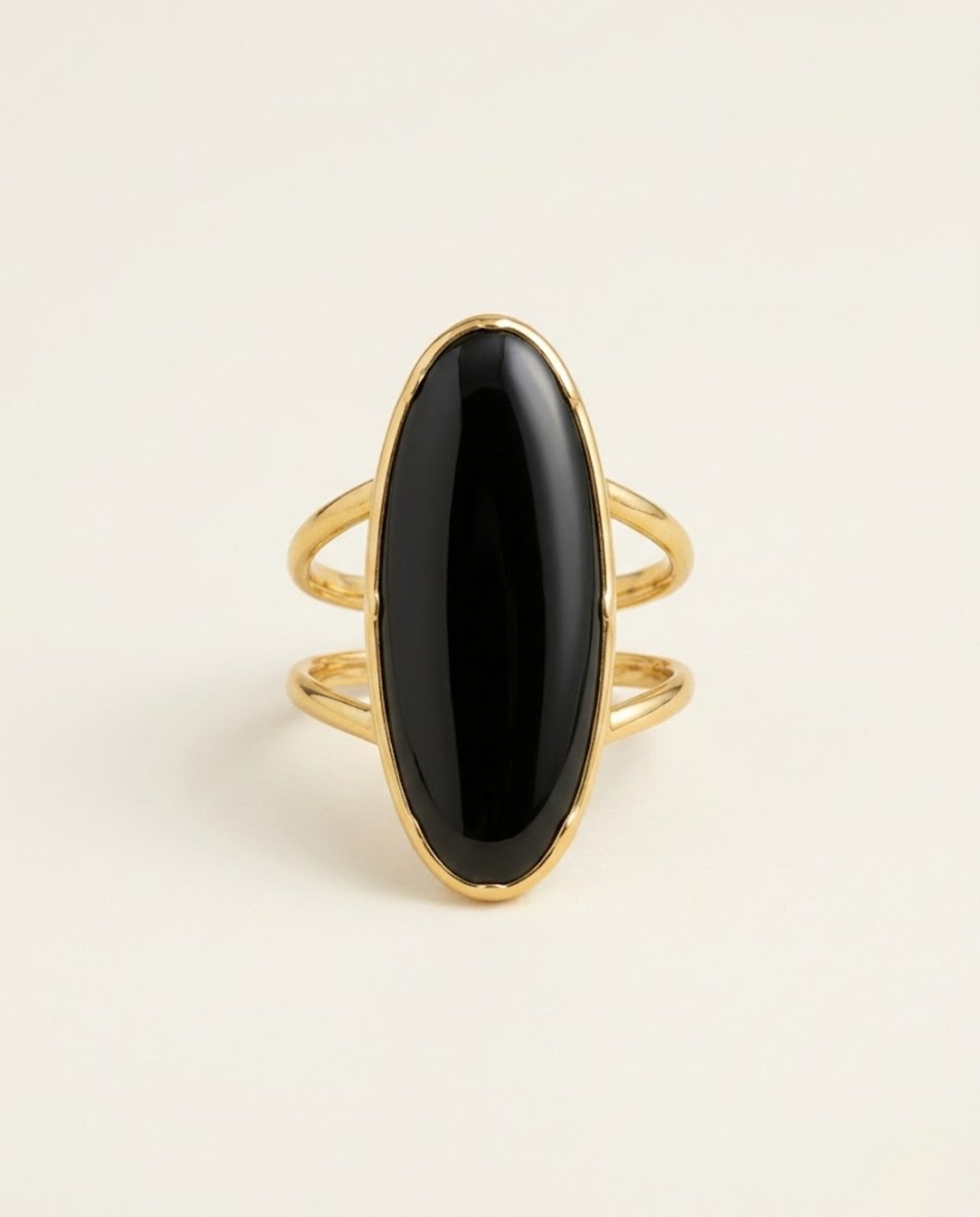 Orneza Midnight Eclipse Onyx Oval Statement Ring