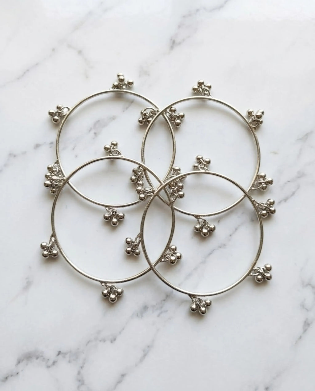 Viral Kashmiri Silver Ghungroo Bangle Set (4 Pcs)