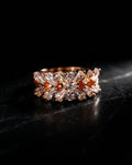 Orneza Gold Baguette and Amber Crystal Statement Ring