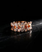 Orneza Gold Baguette and Amber Crystal Statement Ring