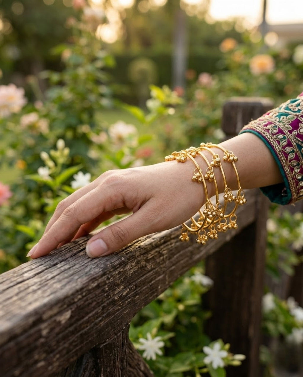 Viral Kashmiri Ghungroo Bangles Gold Bangle Set (4 Pcs)