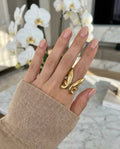 Orneza Aura Gold Abstract Wing Statement Ring