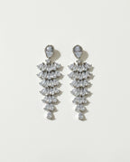 Orneza Silver Majestic Pear Drop Zirconia Chandelier Earrings
