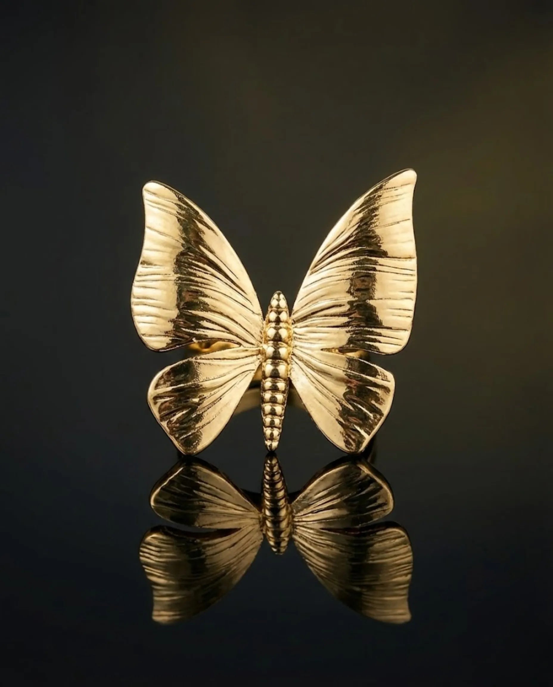Orneza Monarch Gilded Butterfly Statement Ring