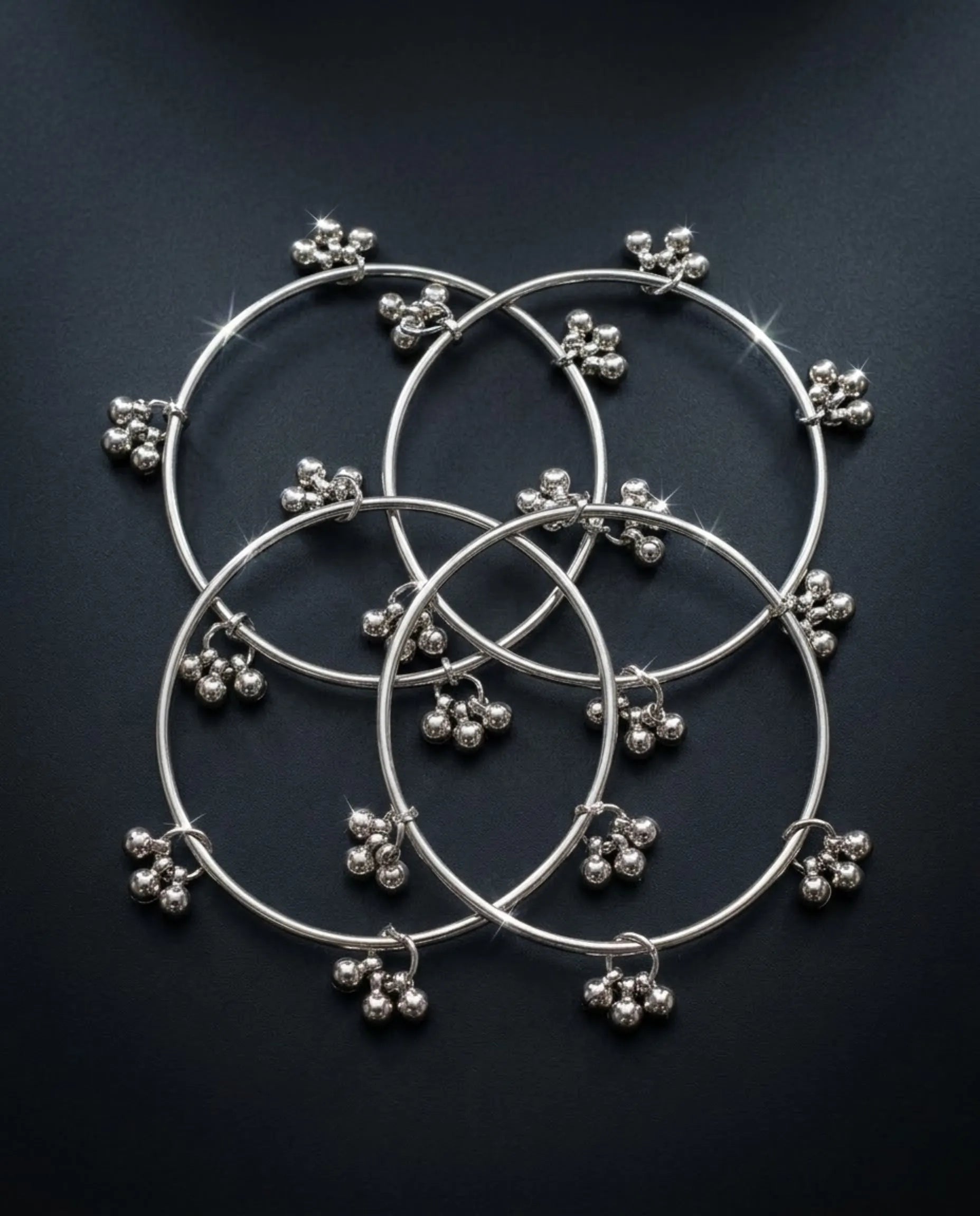 Viral Kashmiri Silver Ghungroo Bangle Set (4 Pcs)