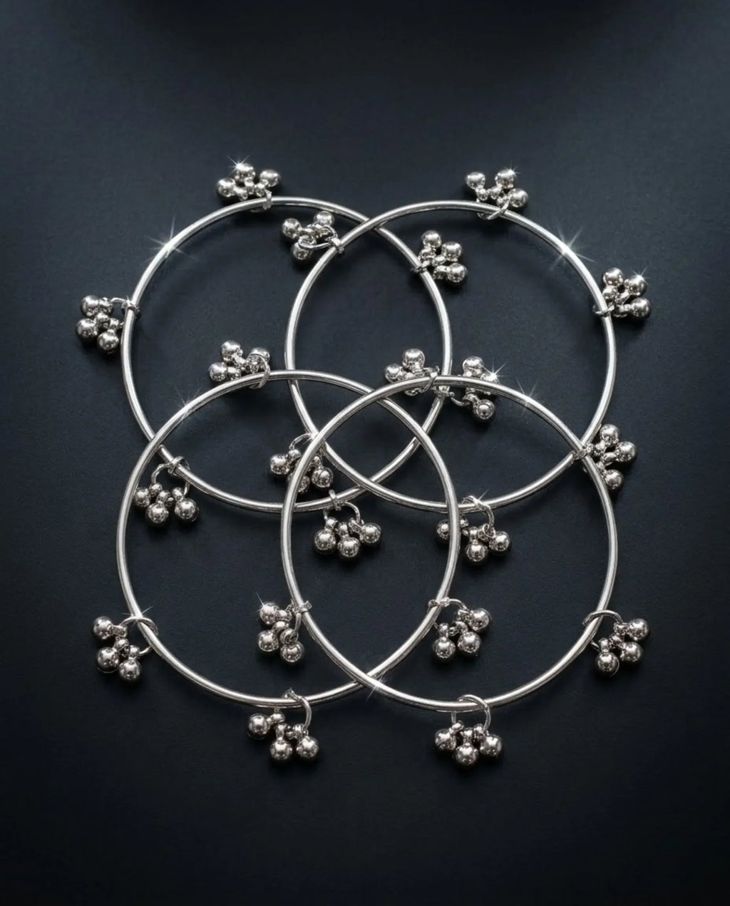 Viral Kashmiri Silver Ghungroo Bangle Set (4 Pcs)