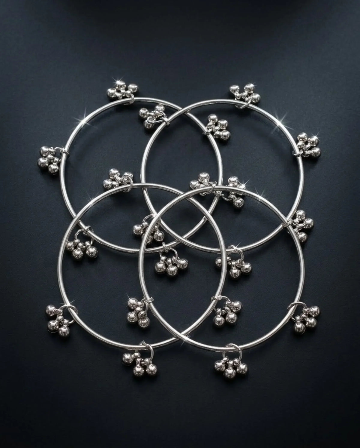 Viral Kashmiri Silver Ghungroo Bangle Set (4 Pcs)