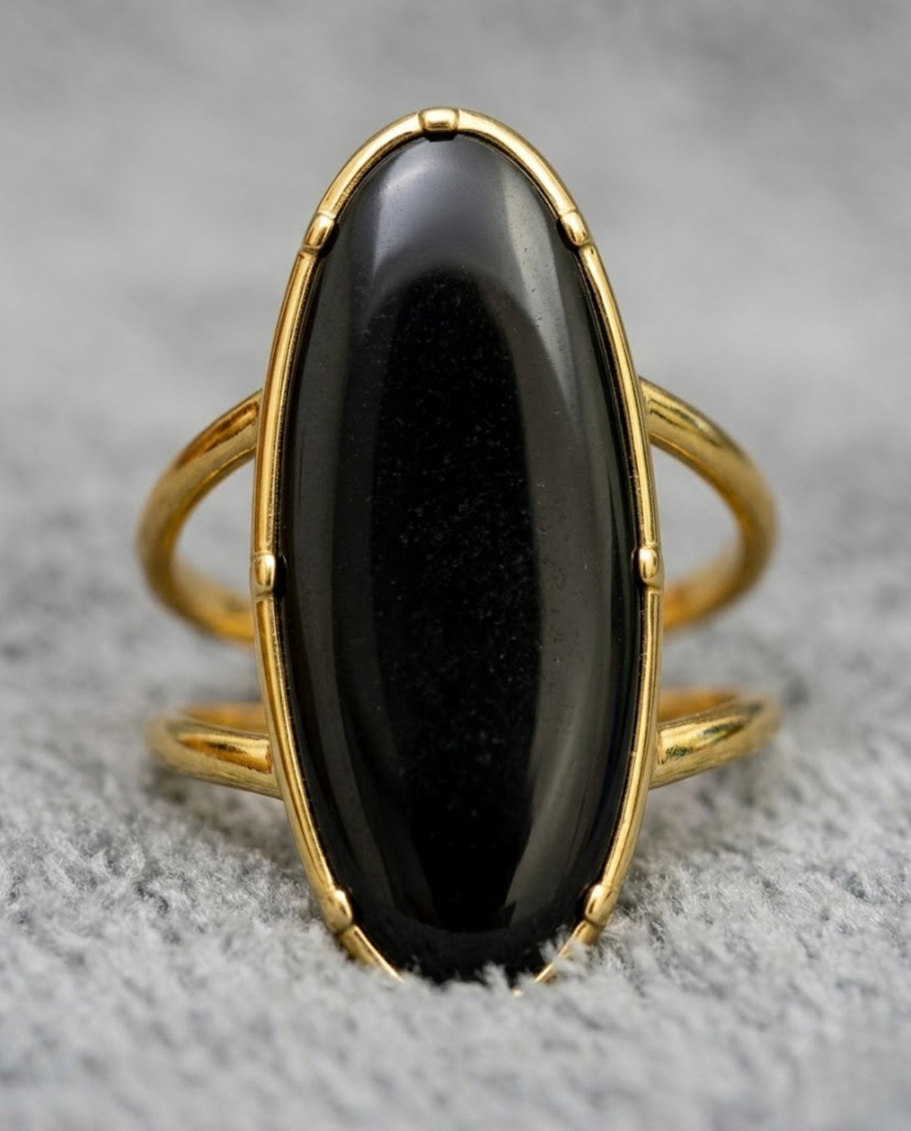 Orneza Midnight Eclipse Onyx Oval Statement Ring