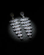Orneza Silver Majestic Pear Drop Zirconia Chandelier Earrings