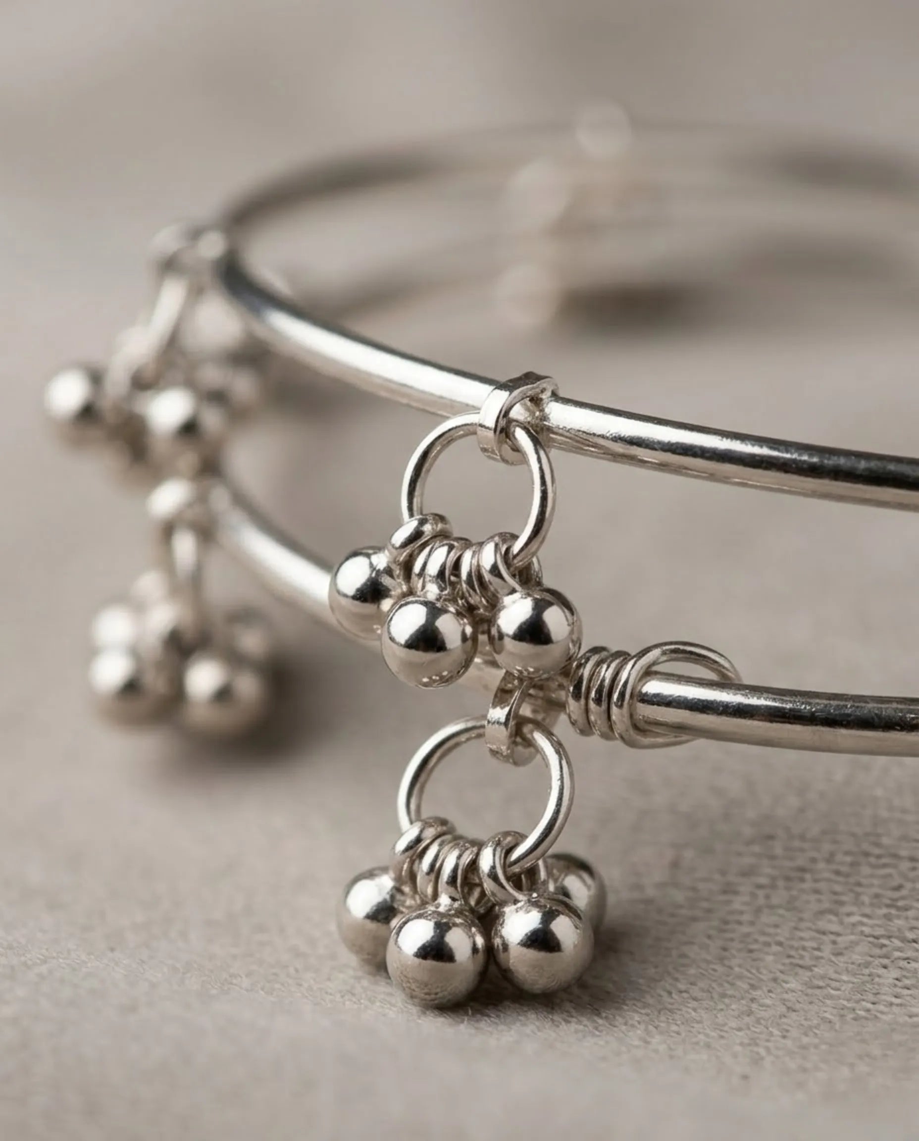 Viral Kashmiri Silver Ghungroo Bangle Set (4 Pcs)