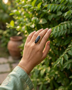 Orneza Midnight Eclipse Onyx Oval Statement Ring