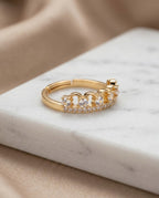 Orneza Gold Tiara Crown Adjustable Crystal Ring