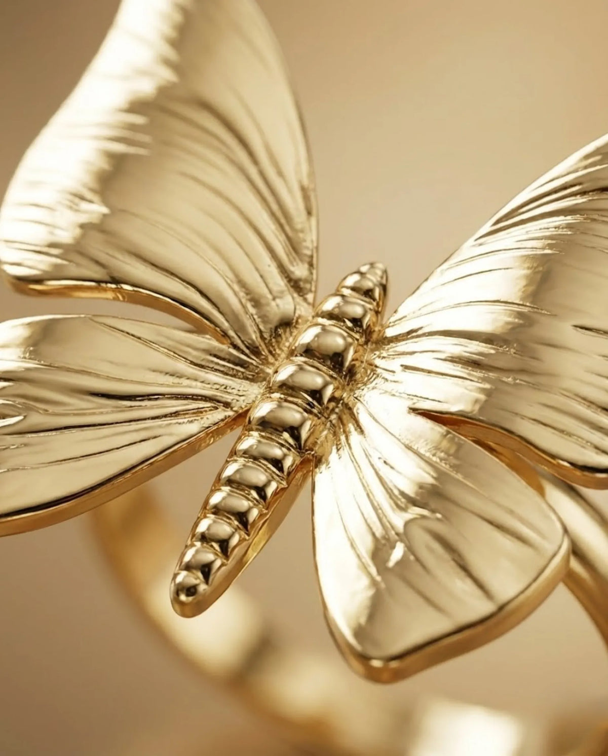Orneza Monarch Gilded Butterfly Statement Ring