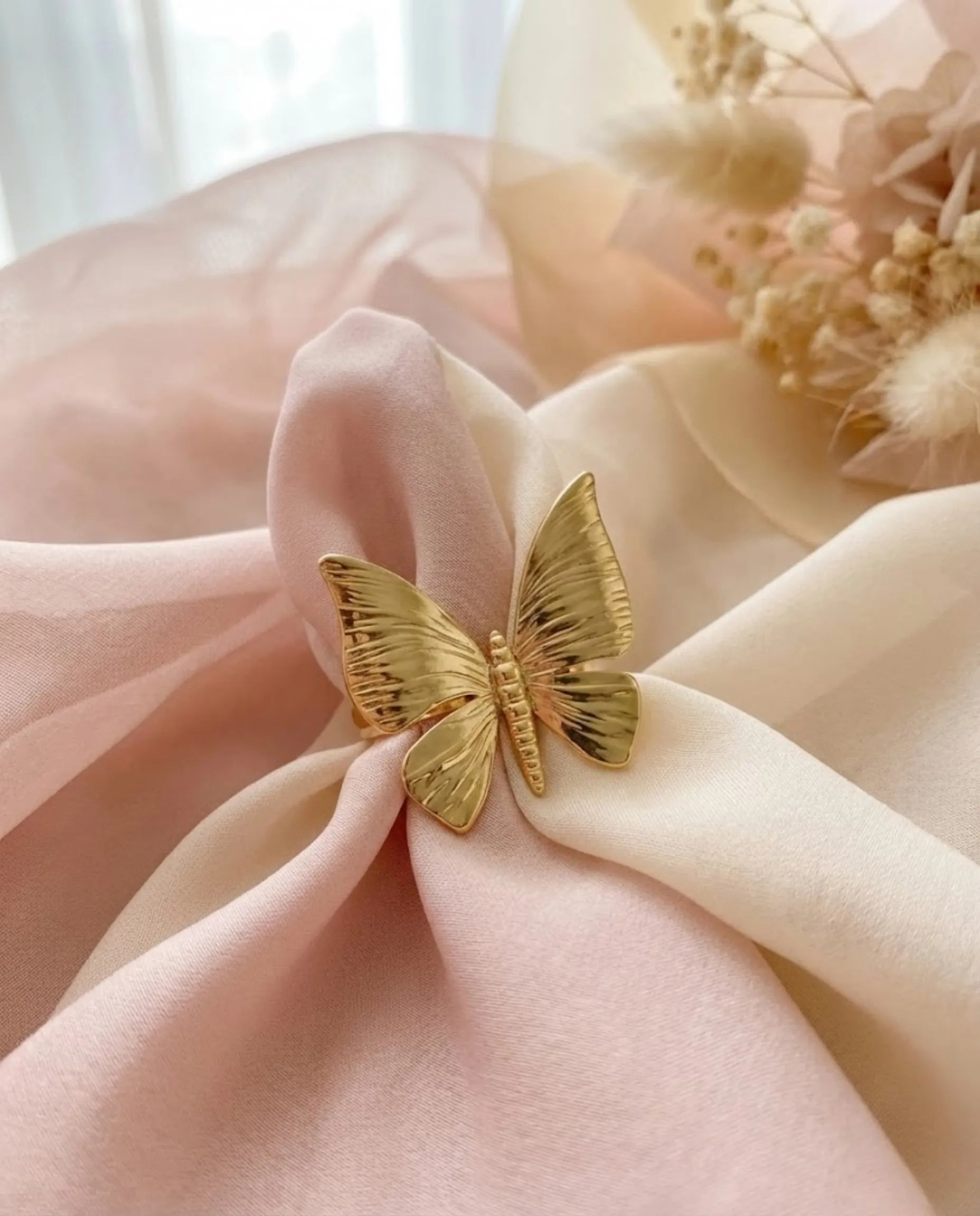 Orneza Monarch Gilded Butterfly Statement Ring