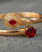 Orneza Royal Ruby Red Bypass Filigree Bangle