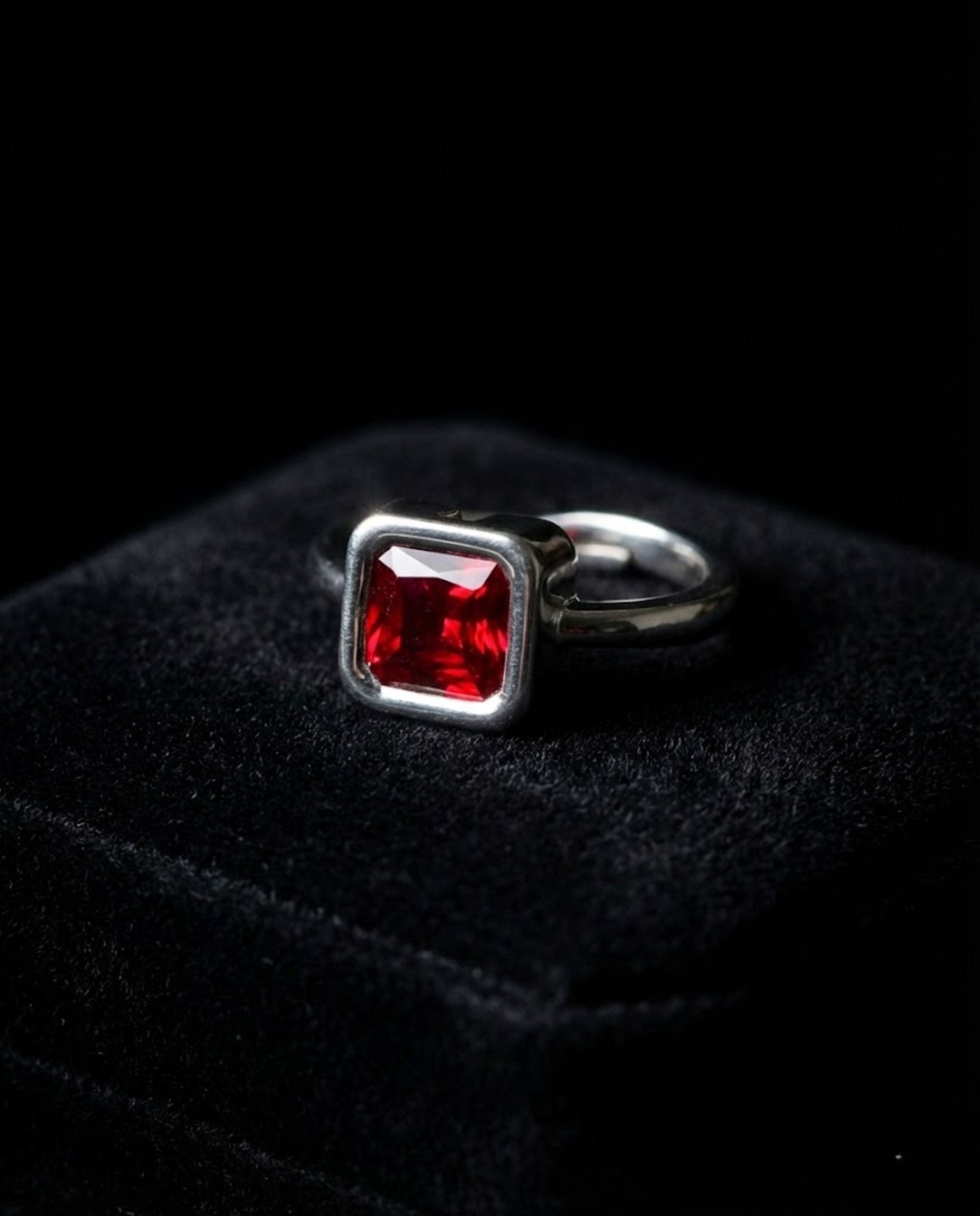 Orneza Geometric Square Solitaire Statement Ring