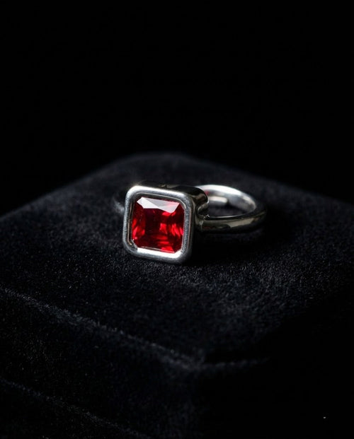 Orneza Geometric Square Solitaire Statement Ring