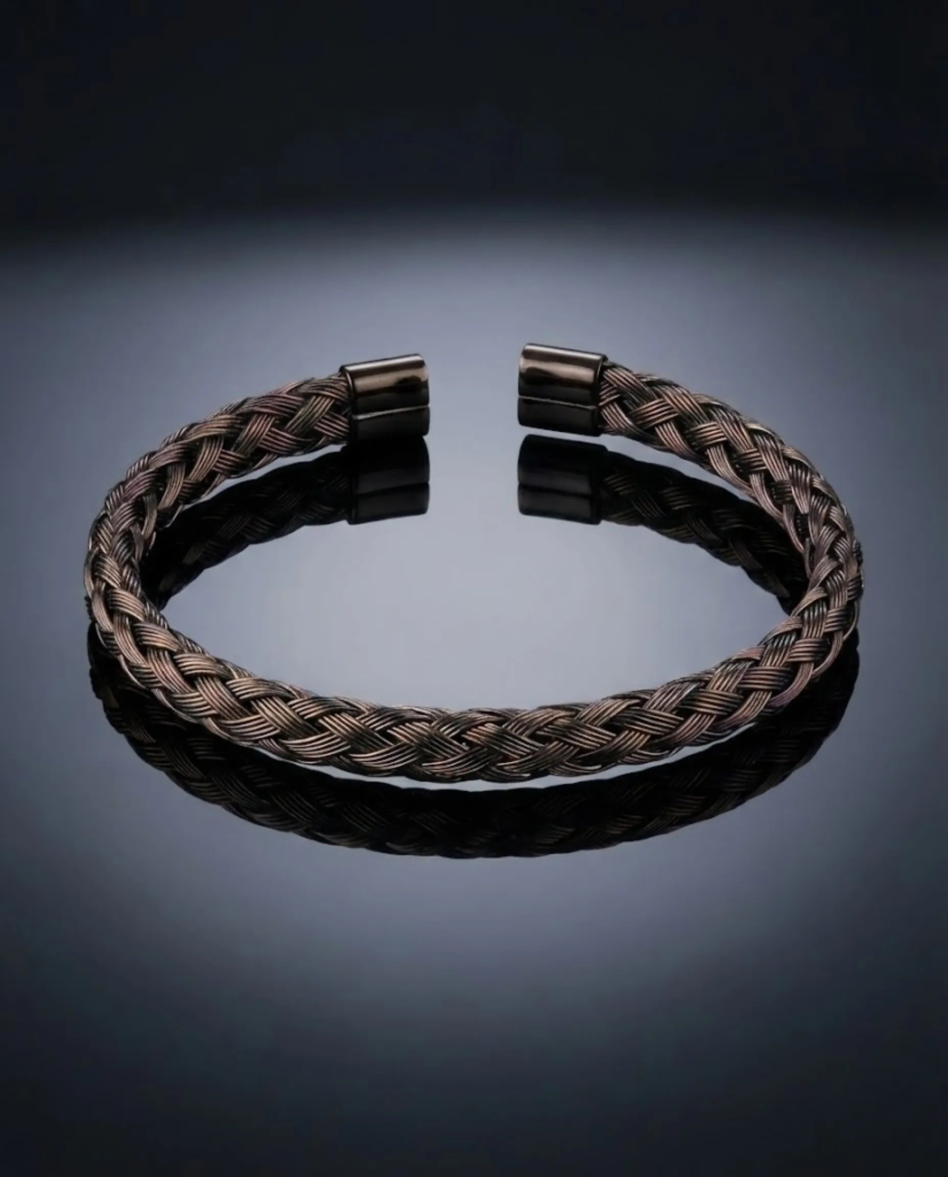 Orneza Titan Braided Gunmetal Cuff Bangle