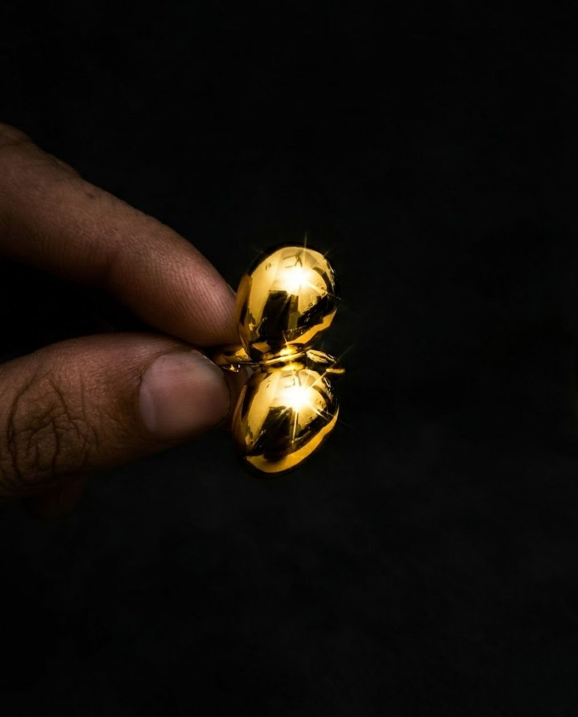Orneza Aura Double Sphere Gold Statement Ring