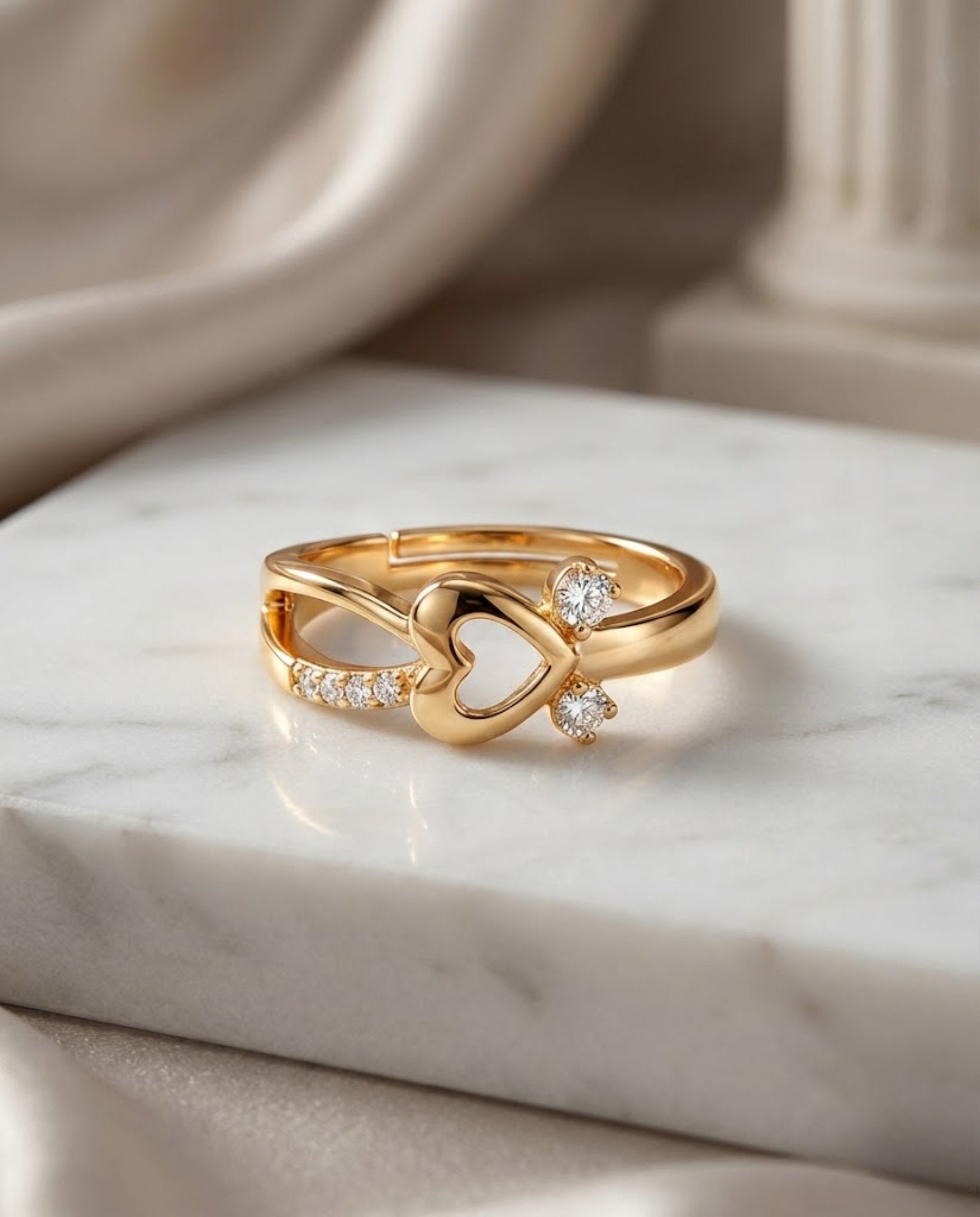 Orneza Gold Heart Infinity Adjustable Ring