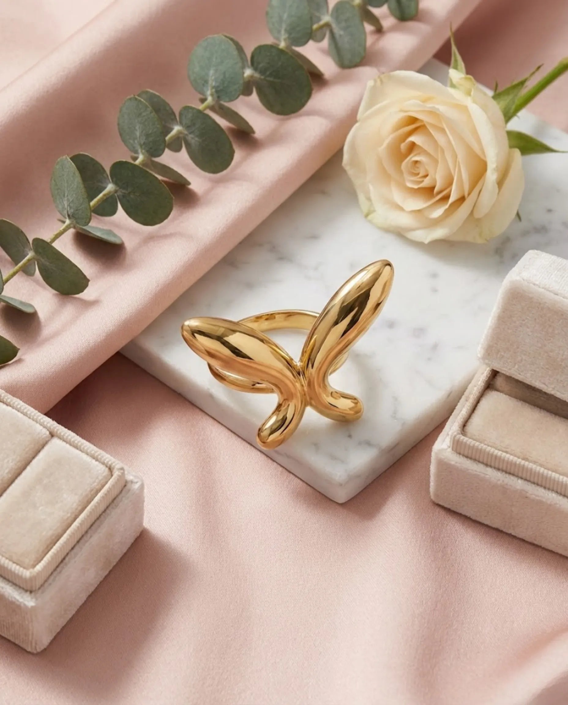 Orneza Gold Butterfly Statement Ring - Modern Sculptural Band