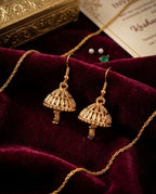 Orneza Gold Plated Jhumka Earrings with Zircon Drop
