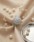 Orneza Marquise Stellar Silver Cluster Statement Ring