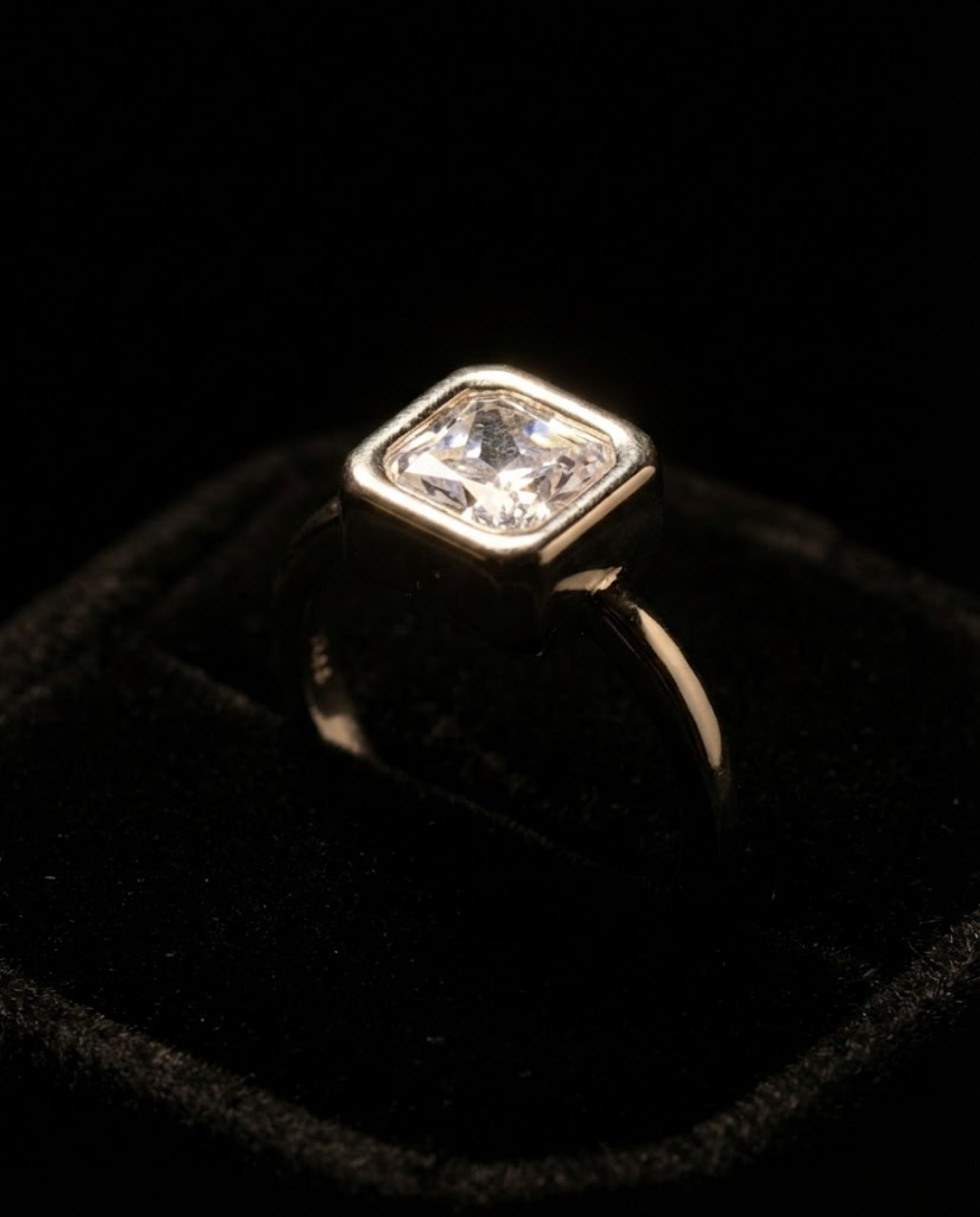 Orneza Princess Cut Bezel Set Sterling Silver Ring