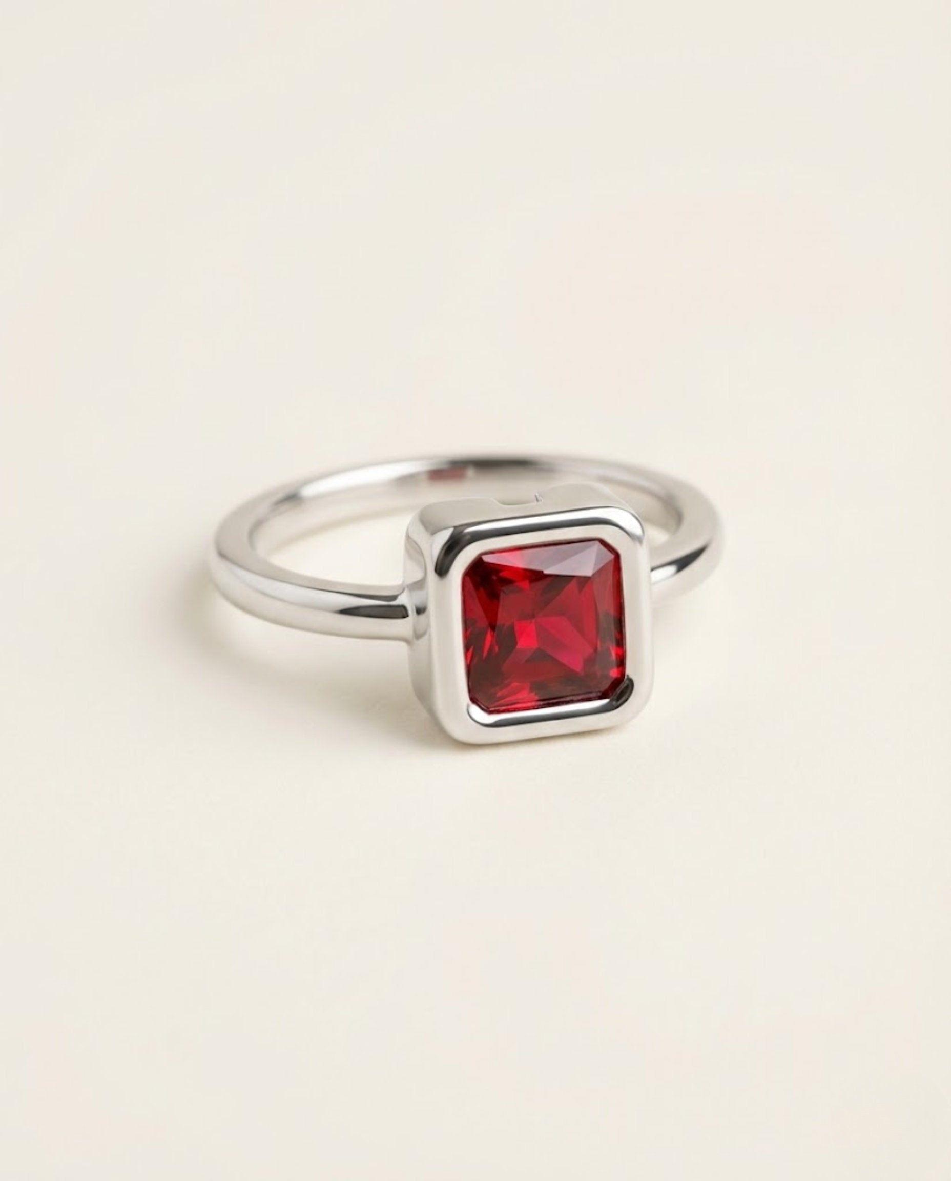 Orneza Geometric Square Solitaire Statement Ring