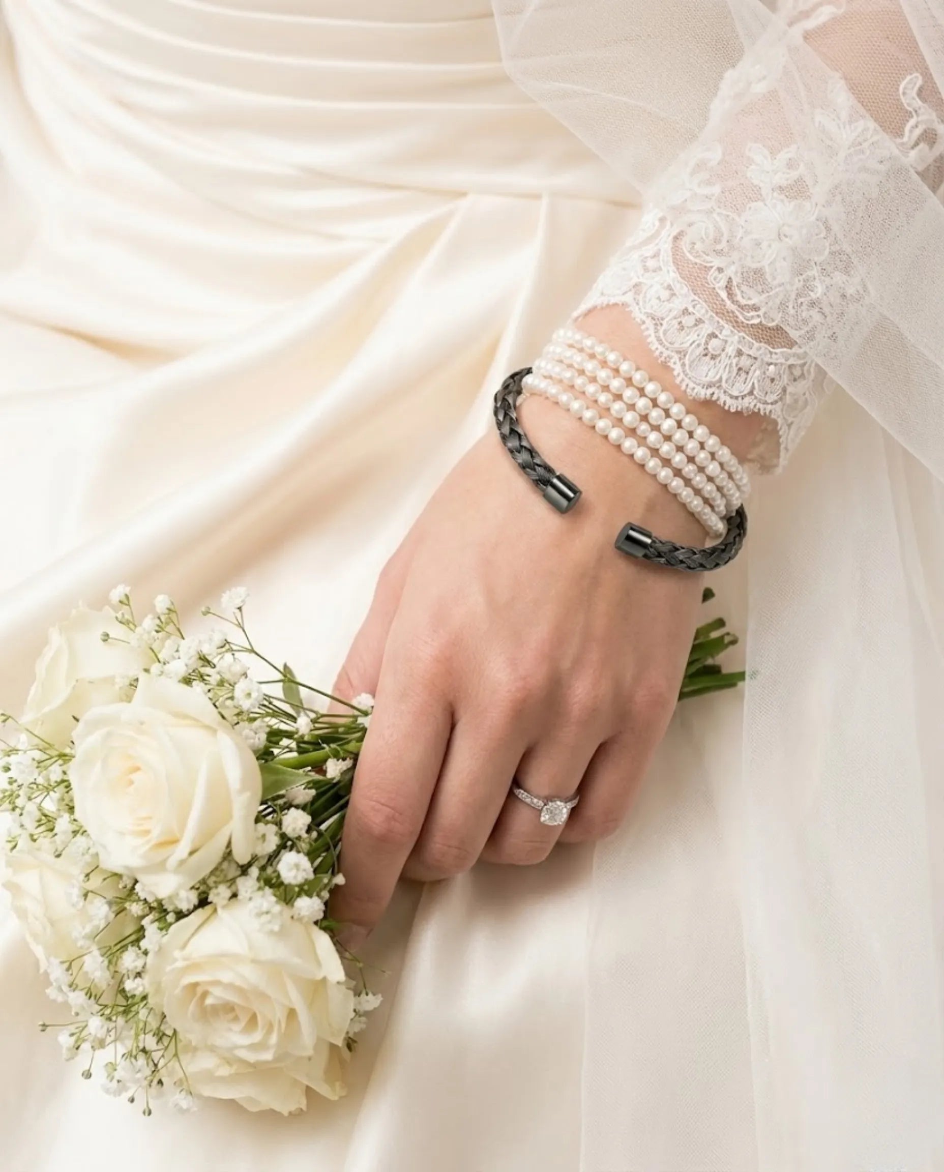 Orneza Titan Braided Gunmetal Cuff Bangle